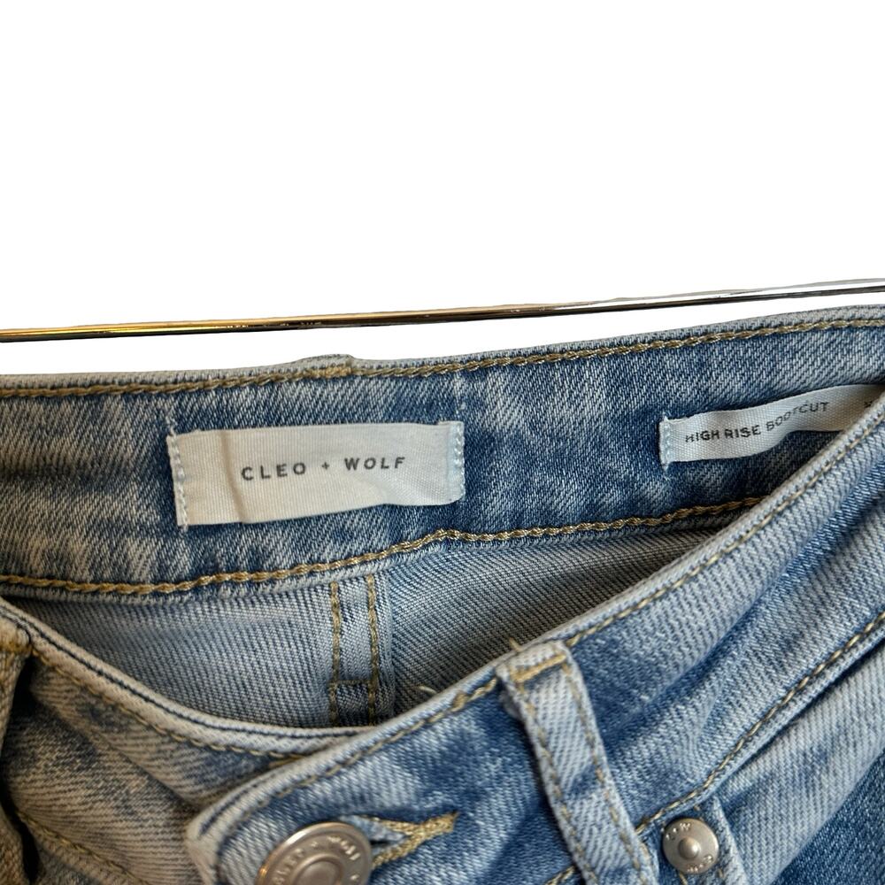 Cleo + Wolf Alpine High Rise Bootcut Stretch Jeans Light Wash Blue Denim Size 26 - Picture 3 of 10